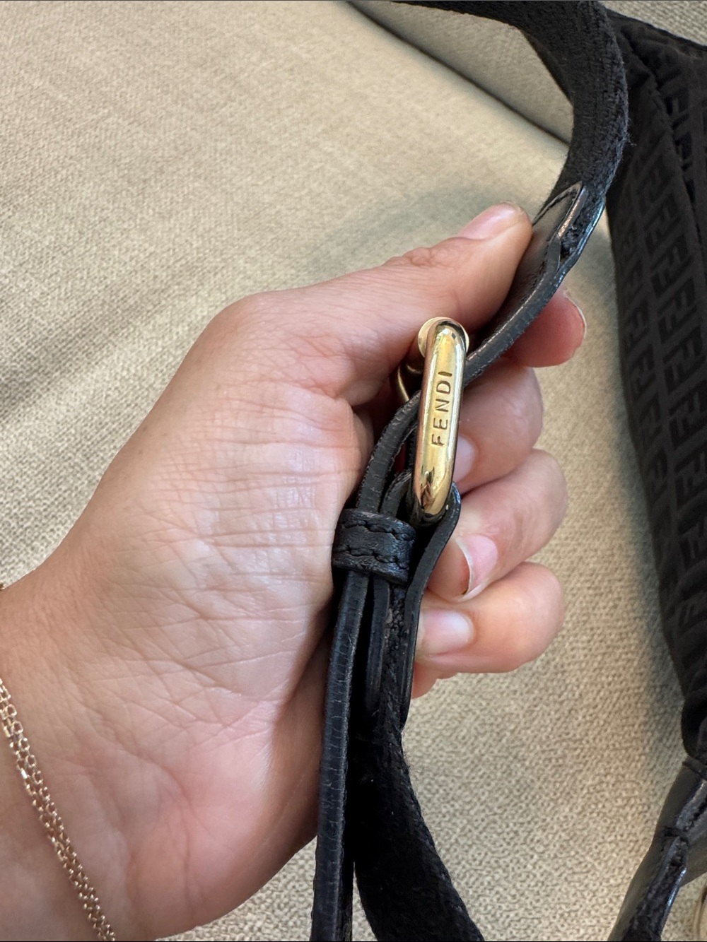 Authentic Fendi Zucchino Zucca Black Belt Bag / Bum Bag / Waist Bag Vintage Y2K - Picture 5 of 12